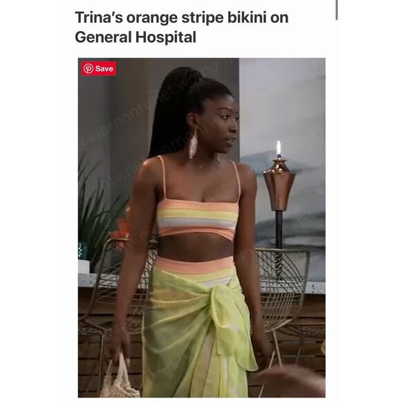 L Space Portia Color Block Stripe Paneling Peach Boyshort Bikini Bottom Small - Picture 5 of 10